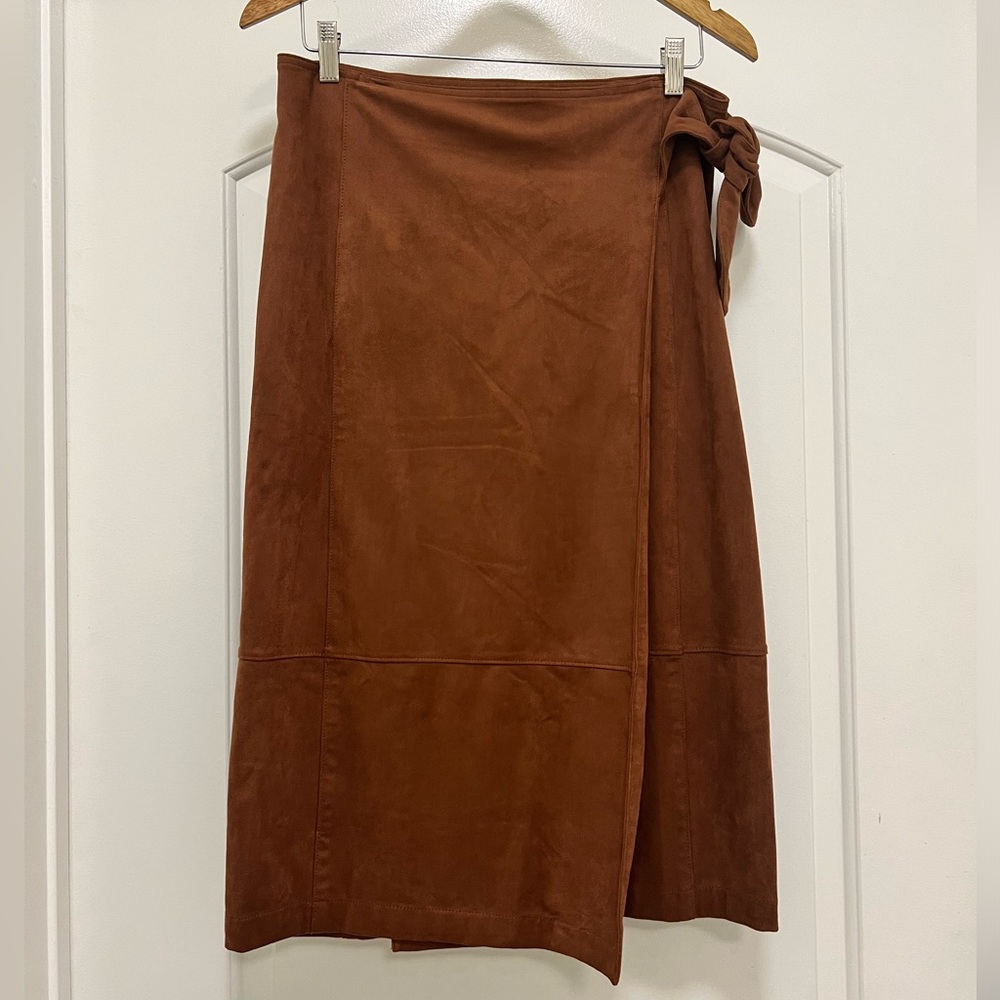 Anthropologie By Anthropologie Lauren Sueded Wrap Midi Skirt - Picture 6 of 13